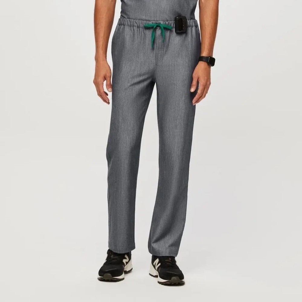 Figs Charcoal Pants with Teal Drawstring